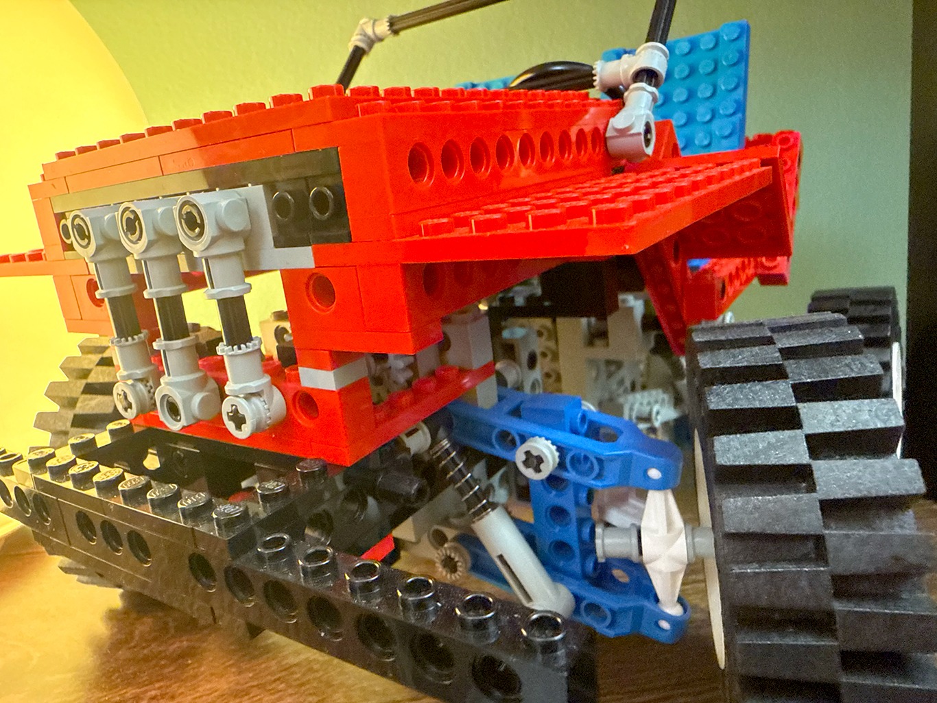 Exposed mechanical detail of a classic LEGO Technic model